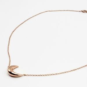 Rose Gold Half Moon Necklace, 16.5"